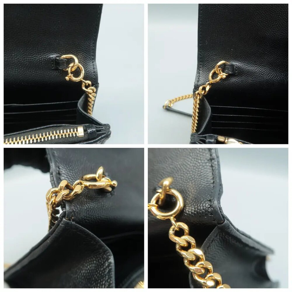 Authentic Saint Laurent Matelasse Black Wallet On Chain Leather Shoulder Bag - Picture 7 of 12